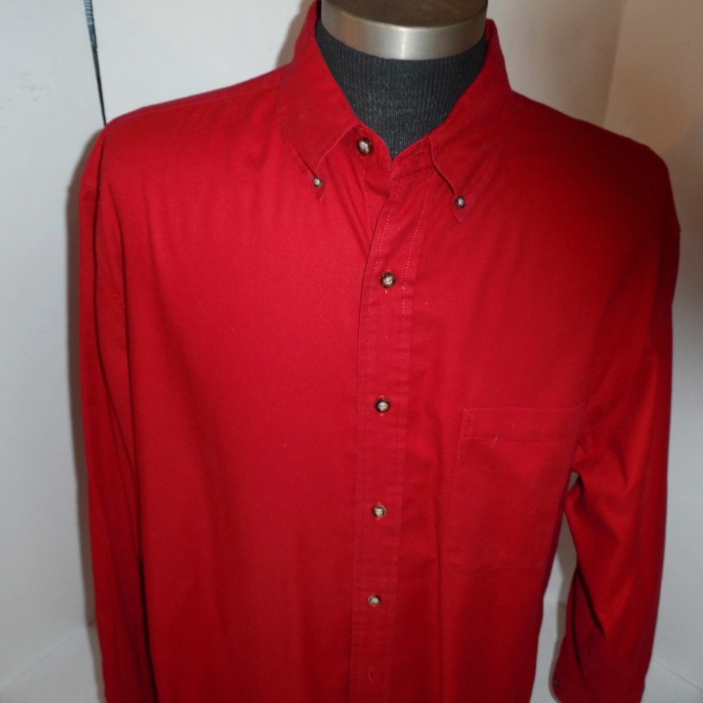 Eddie Bauer shirt long sleeve red L heavy weight 100% cotton